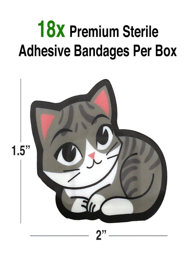 GAMAGO Kitten Adhesive Bandages – Pack of 18, Individually Wrapped Cute Cat Shaped Bandages for Kids & Adults, First Aid Kit Plasters, Sterile, Latex-Free, Easy to Remove - Image 2
